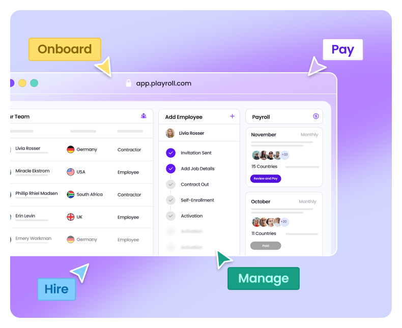 Product shot of playroll's hr and eor software